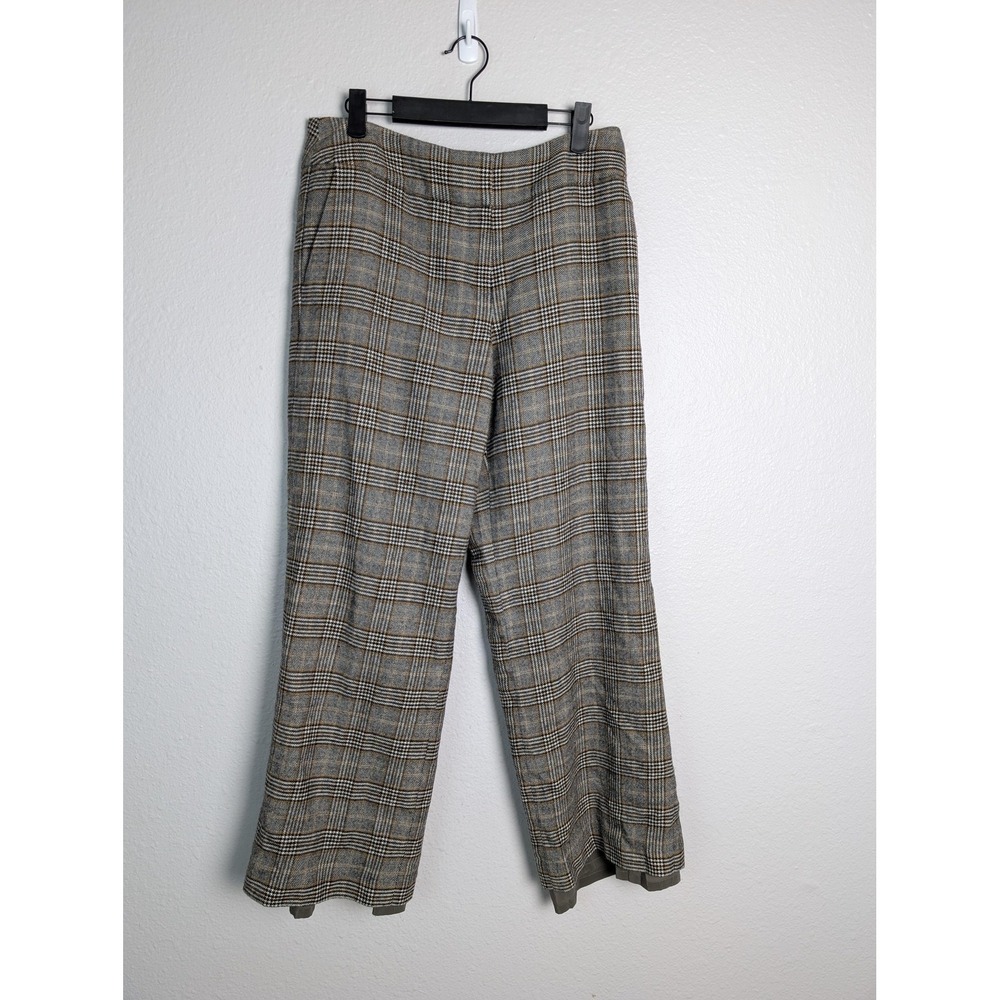 Talbots Pants Womens 10P‎ Gray Plaid Wide-Leg Tweed Lined Stretch Dress